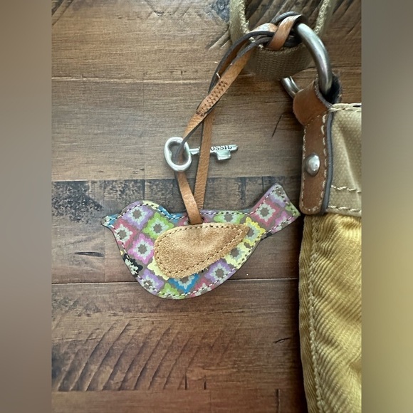 Vintage Fossil Key Per‎ Canvas Crossbody Purse Tan Corduroy Y2K 2000's - Picture 3 of 8